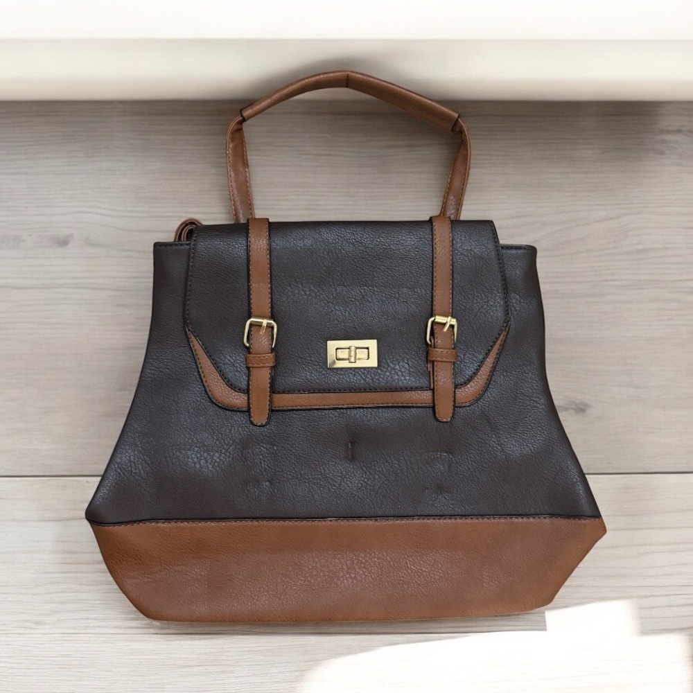 Brown Vegan Leather Backpack with Adjustable Straps